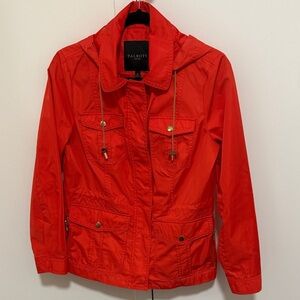 Talbots Petites Hooded Anorak Orange Water Repellent Jacket. Size Petite Small.